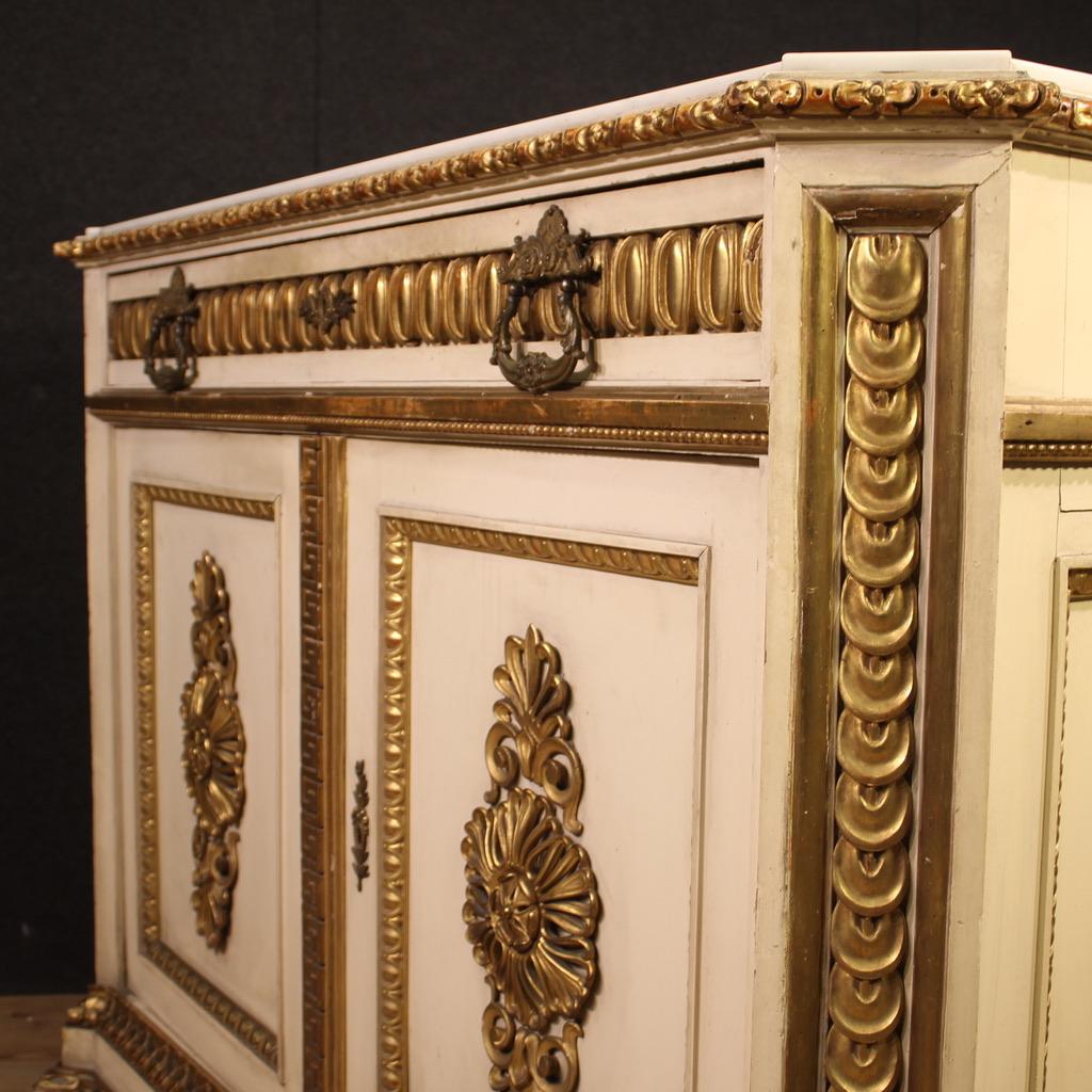 19th Century Lacquered and Gold Wood Marble Top Italian Umbertine Sideboard 1880s For Sale 5
