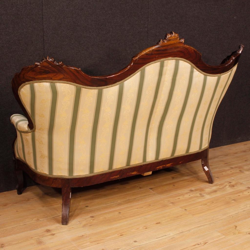 19th Century Lacquered and Painted Wood Italian Antique Sofa, 1880 2