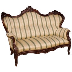 19th Century Lacquered and Painted Wood Italian Antique Sofa, 1880