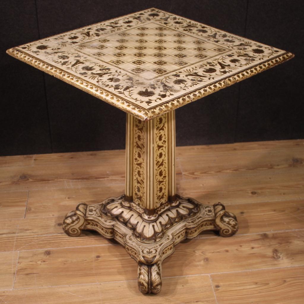 19th Century Lacquered and Painted Wood Italian Game Table, 1880 8