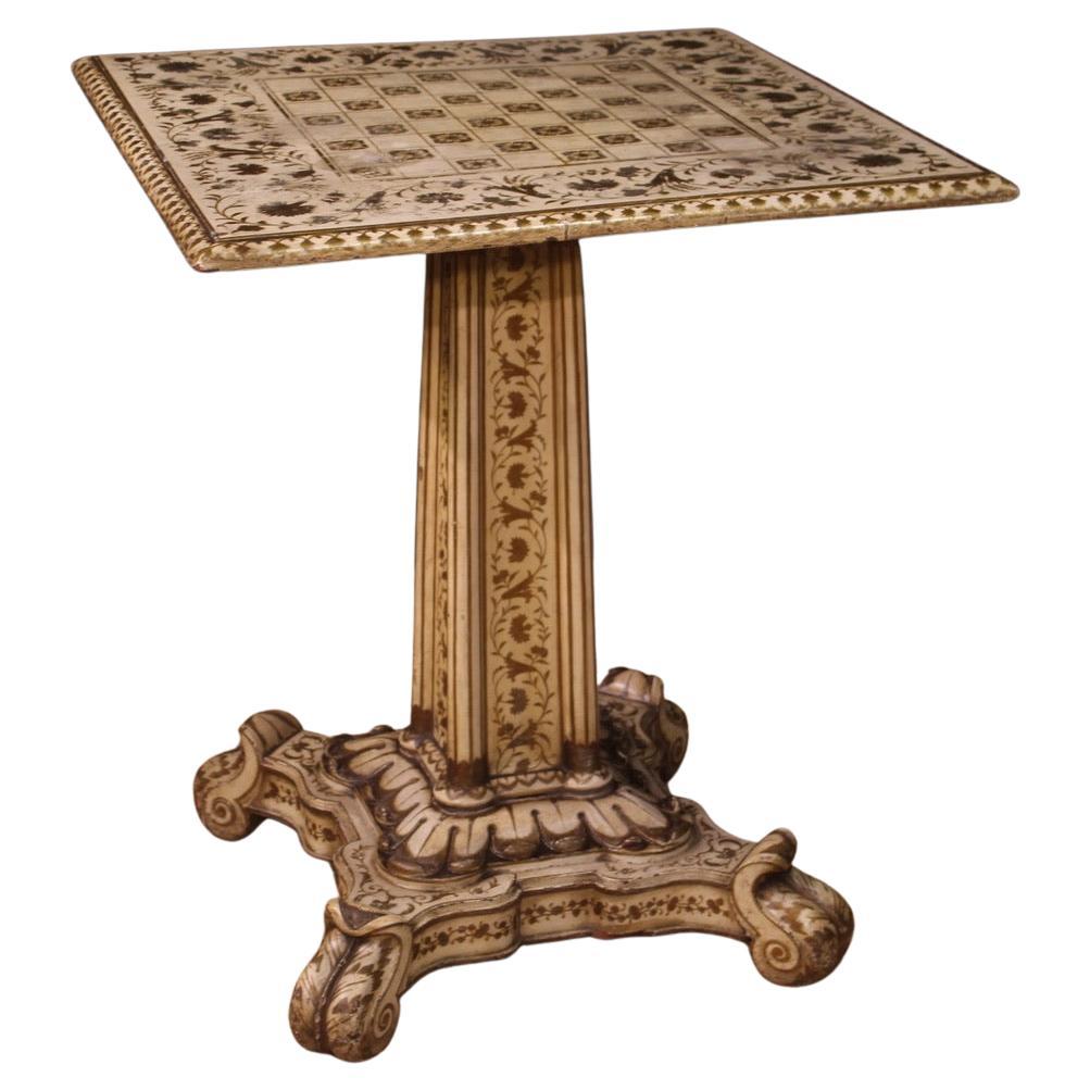 Lackierter und bemalter italienischer Spieltisch aus Holz aus dem 19. Jahrhundert, 1880