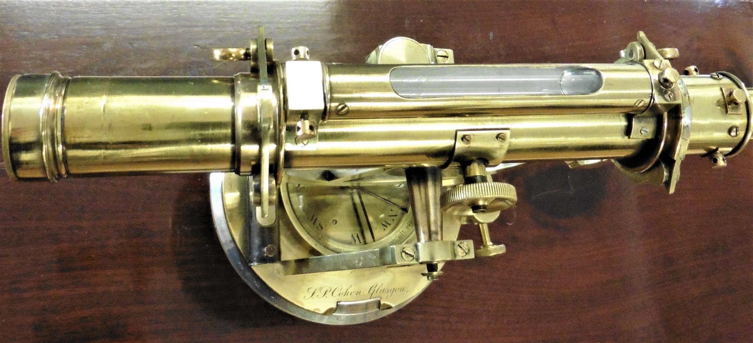 19th Century Lacquered Brass Theodolite by S.P.Cohen, Glasgow 1