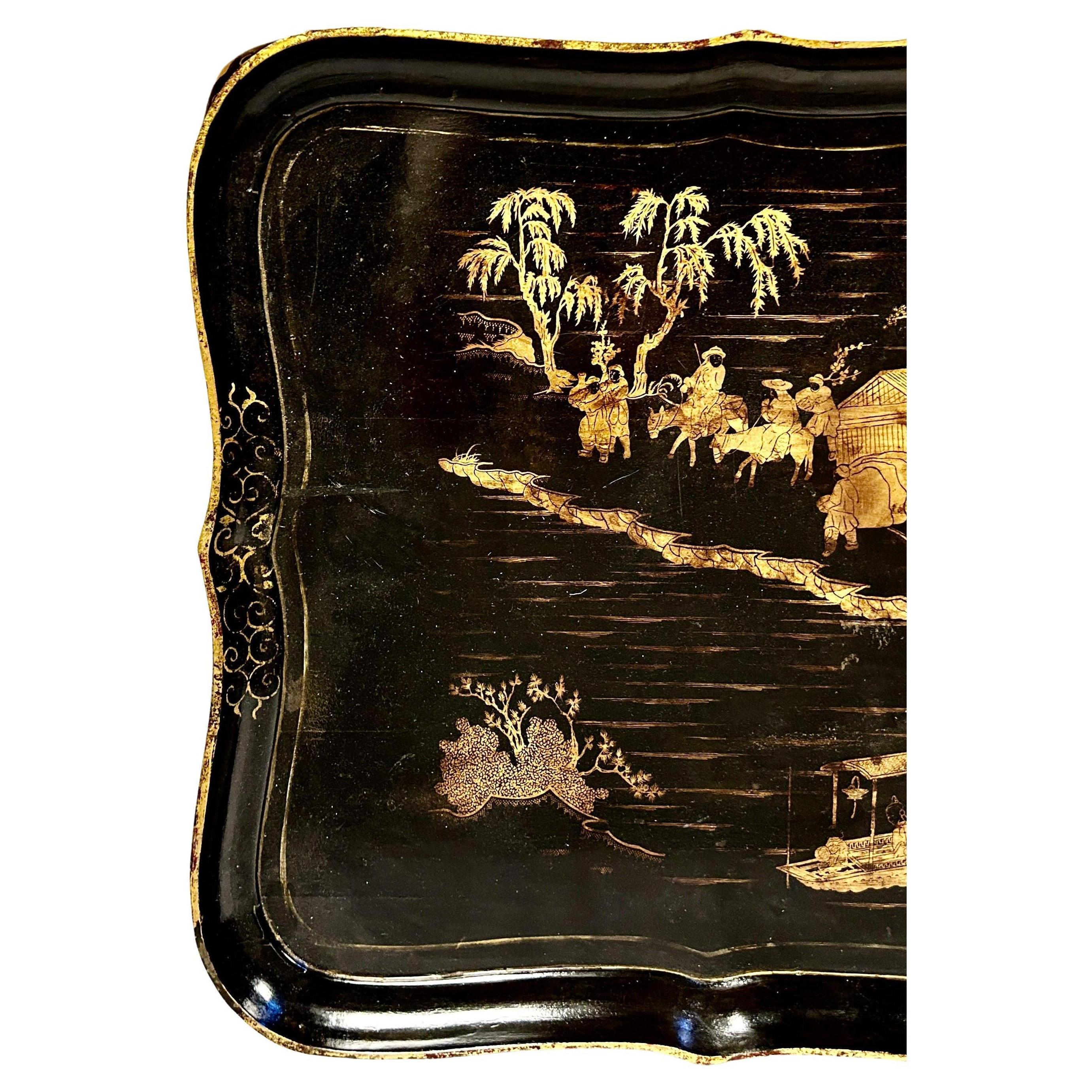 19th Century Lacquered Chinoiserie Coffee Table For Sale 5