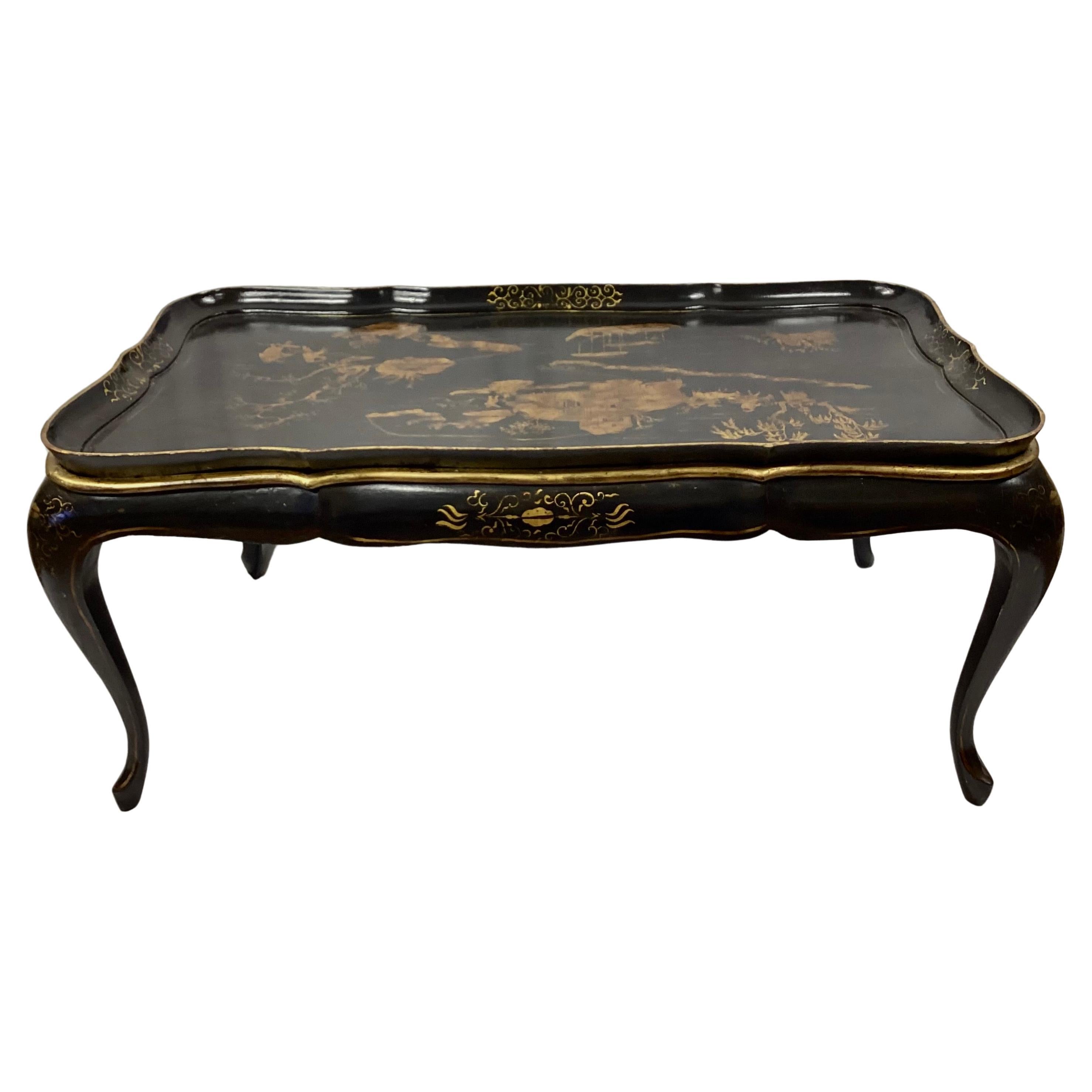 19th Century Lacquered Chinoiserie Coffee Table For Sale 1