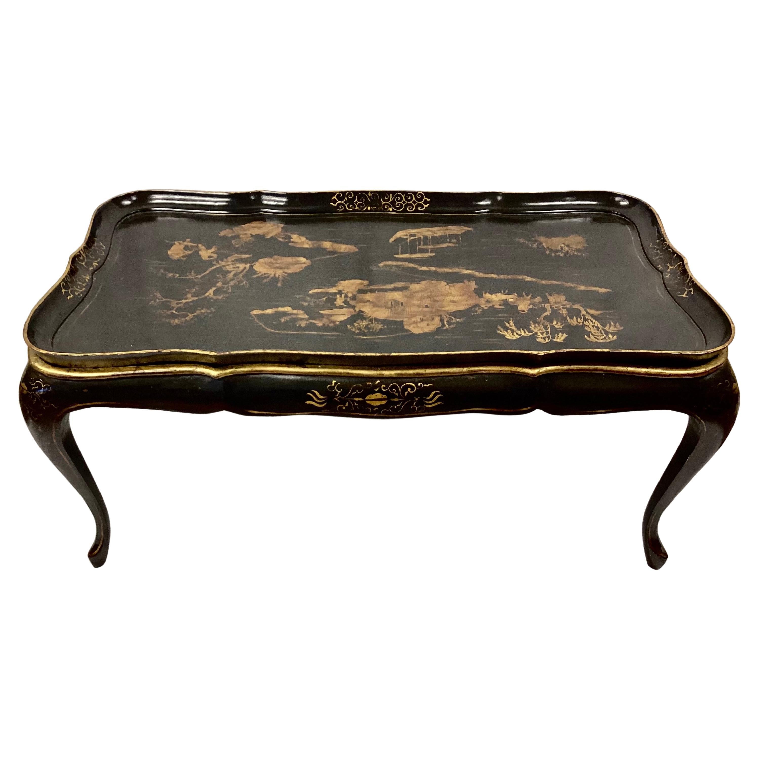 19th Century Lacquered Chinoiserie Coffee Table For Sale 2