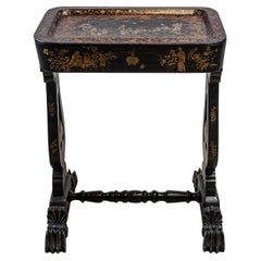 19th Century Lacquered Chinoiserie Decorated Side or Removable Tray Table