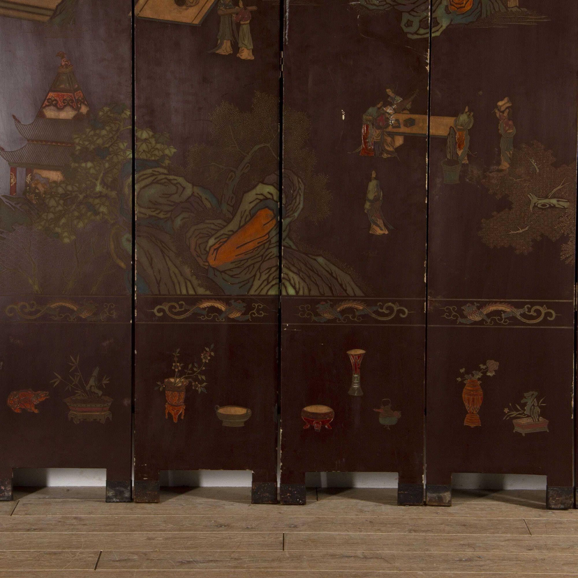 19th Century Lacquered Chinoiserie Screen In Fair Condition For Sale In Gloucestershire, GB