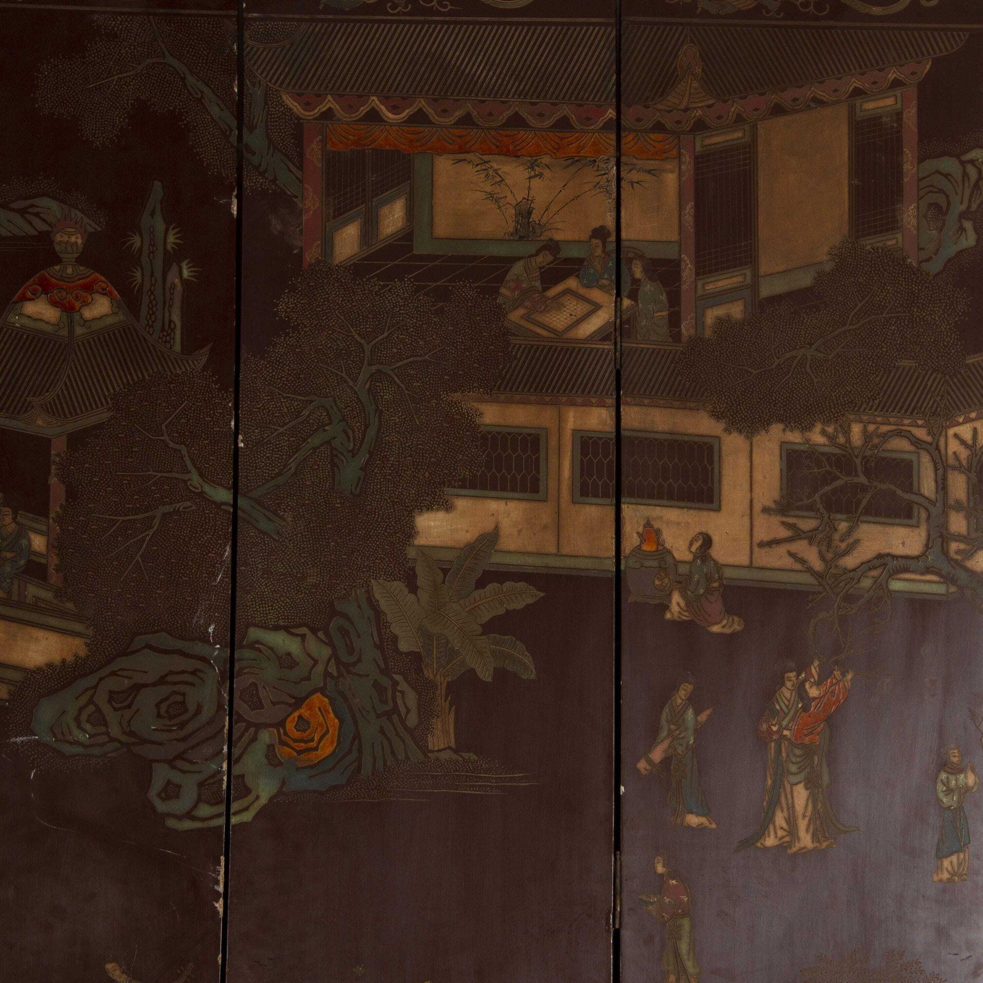 19th Century Lacquered Chinoiserie Screen For Sale 1
