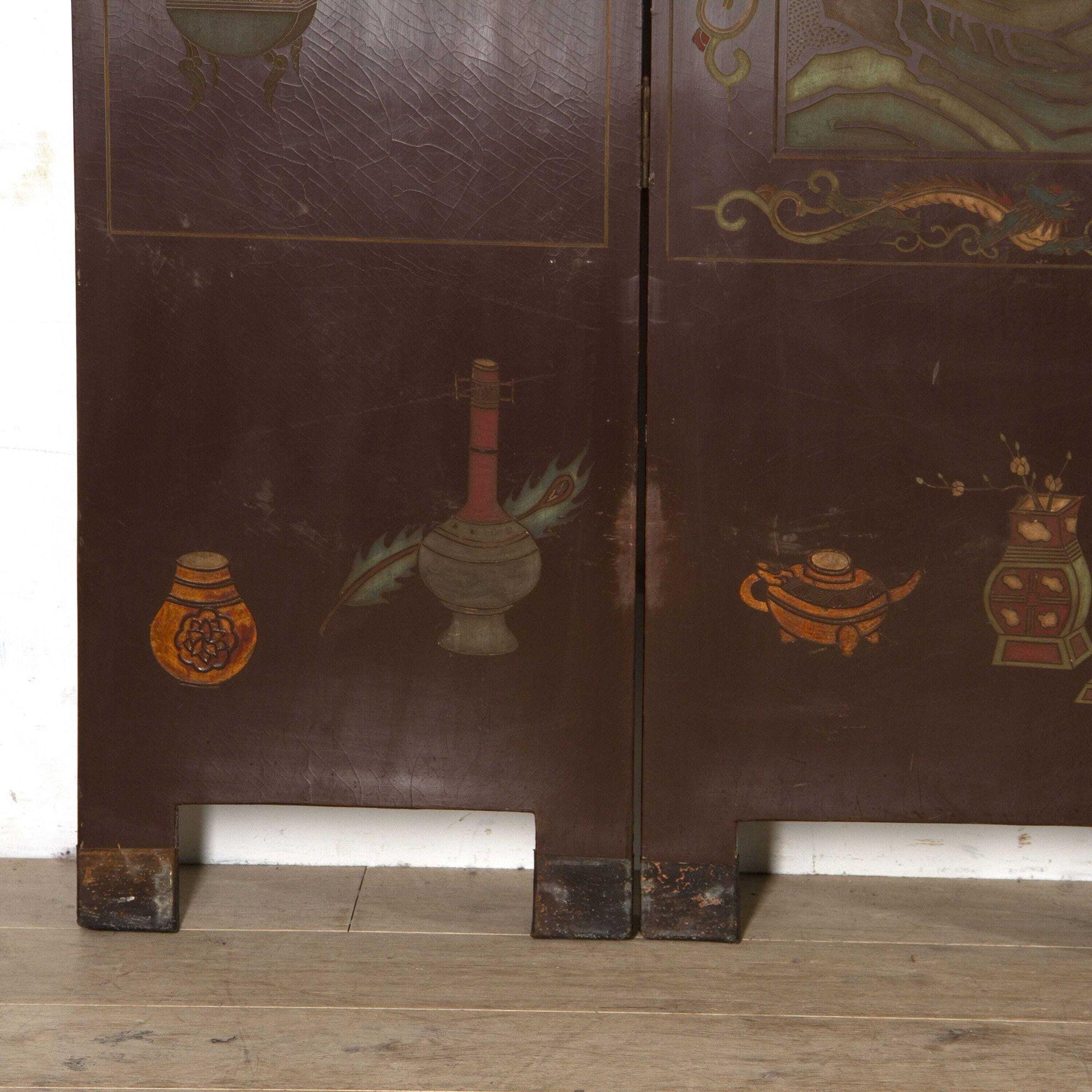 19th Century Lacquered Chinoiserie Screen For Sale 4