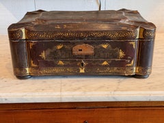 19th Century Lacquered Chinoiserie Sewing Box