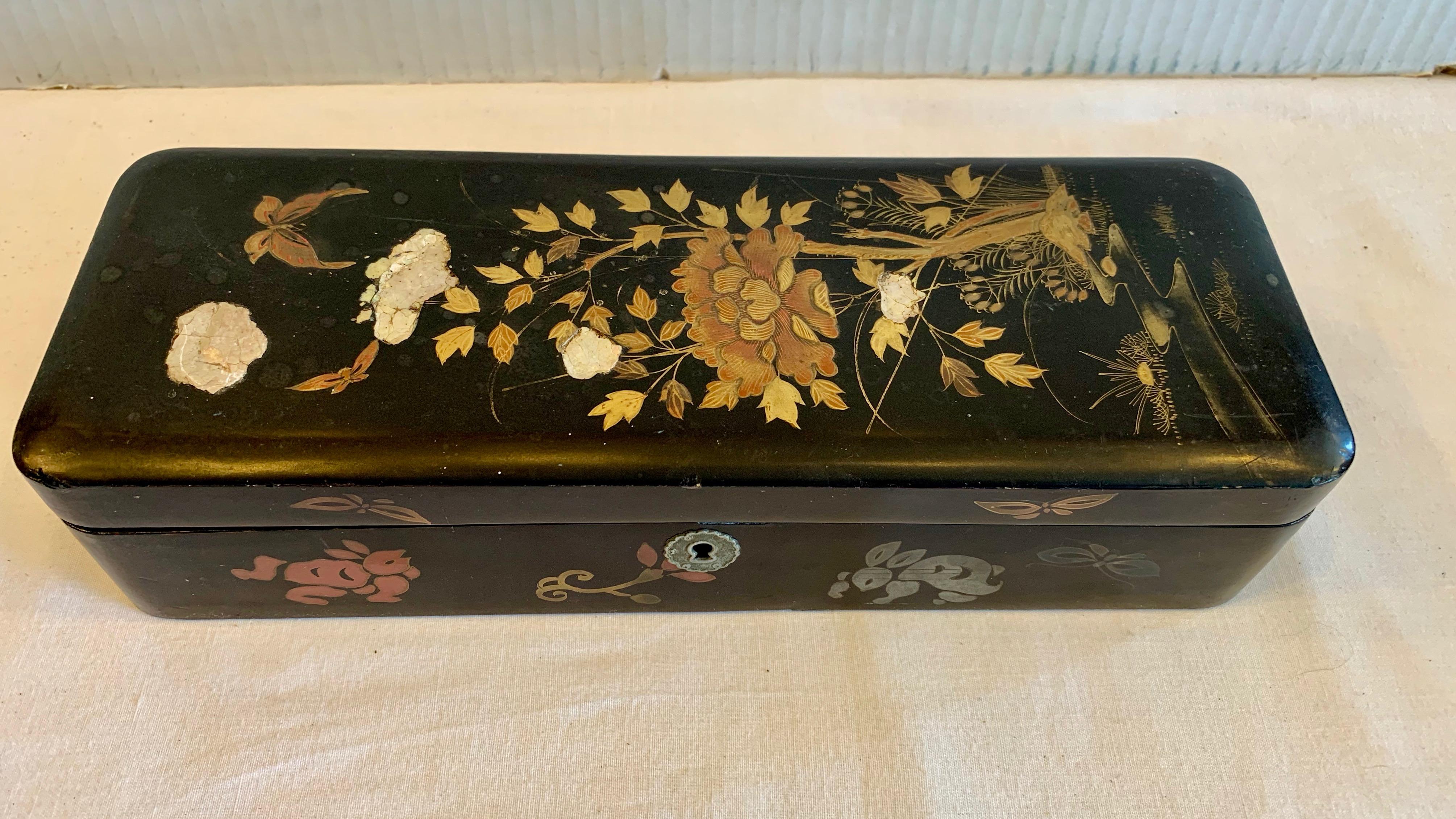 Chinese 19TH Century Lacquered Glove Box For Sale