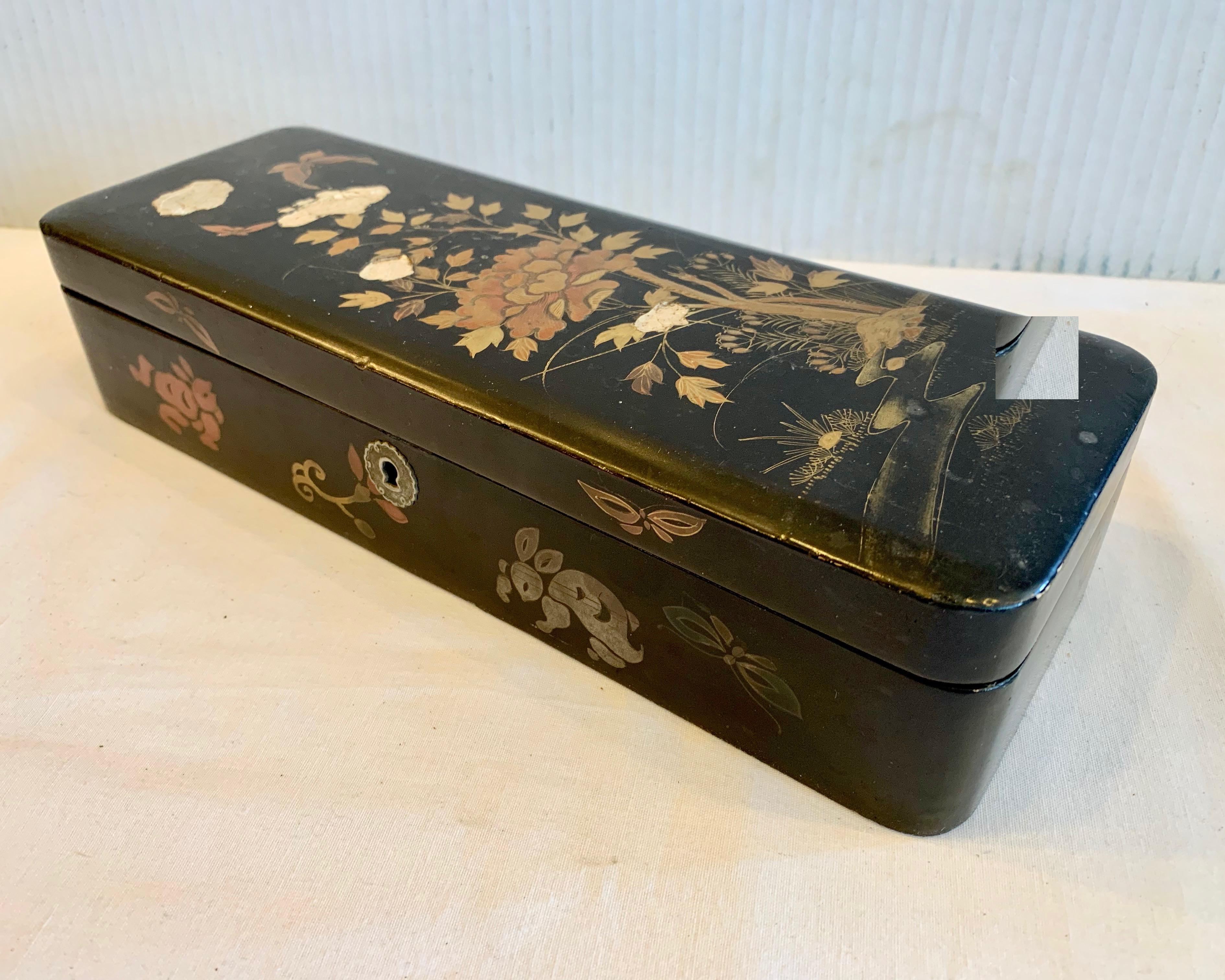 19th Century 19TH Century Lacquered Glove Box For Sale