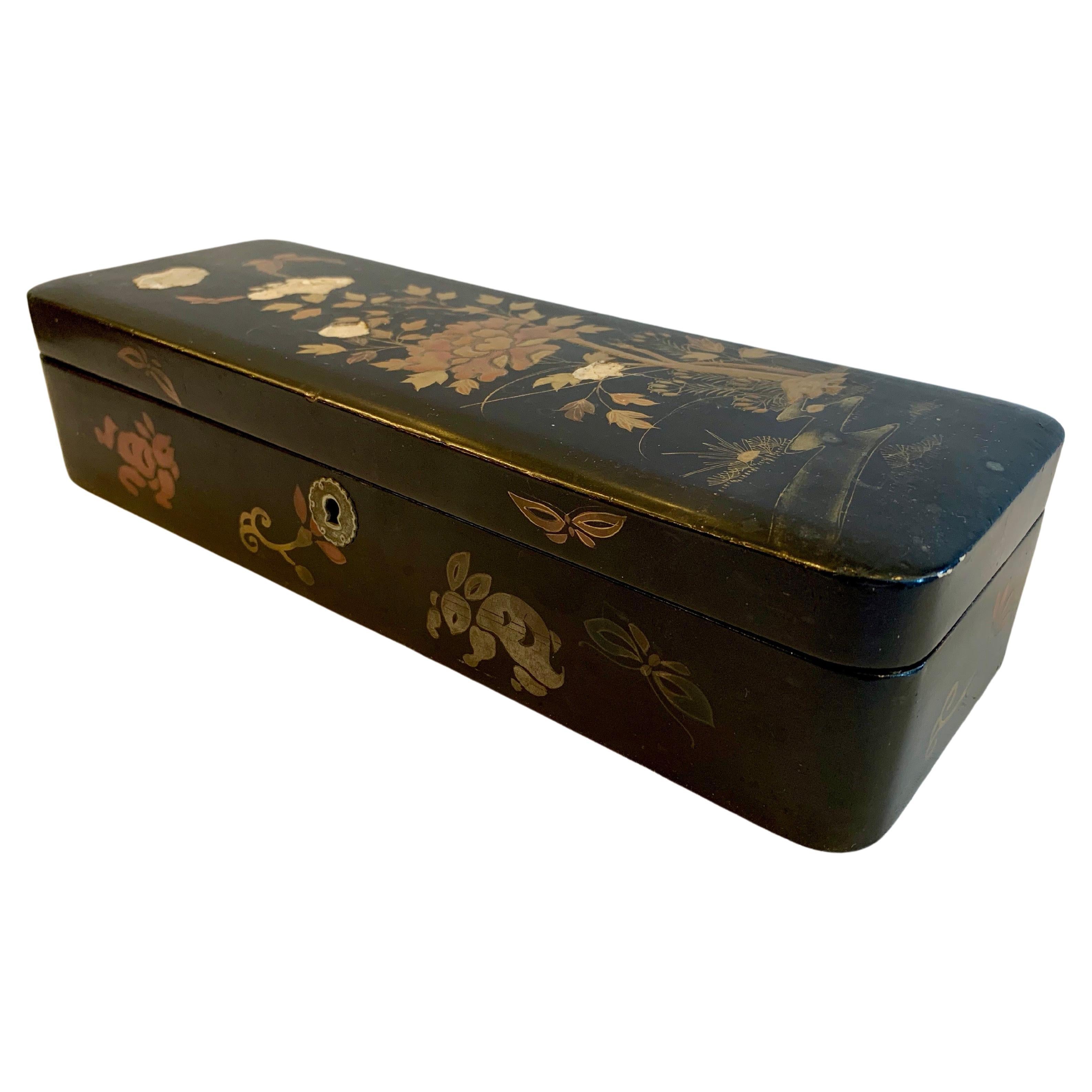19TH Century Lacquered Glove Box For Sale