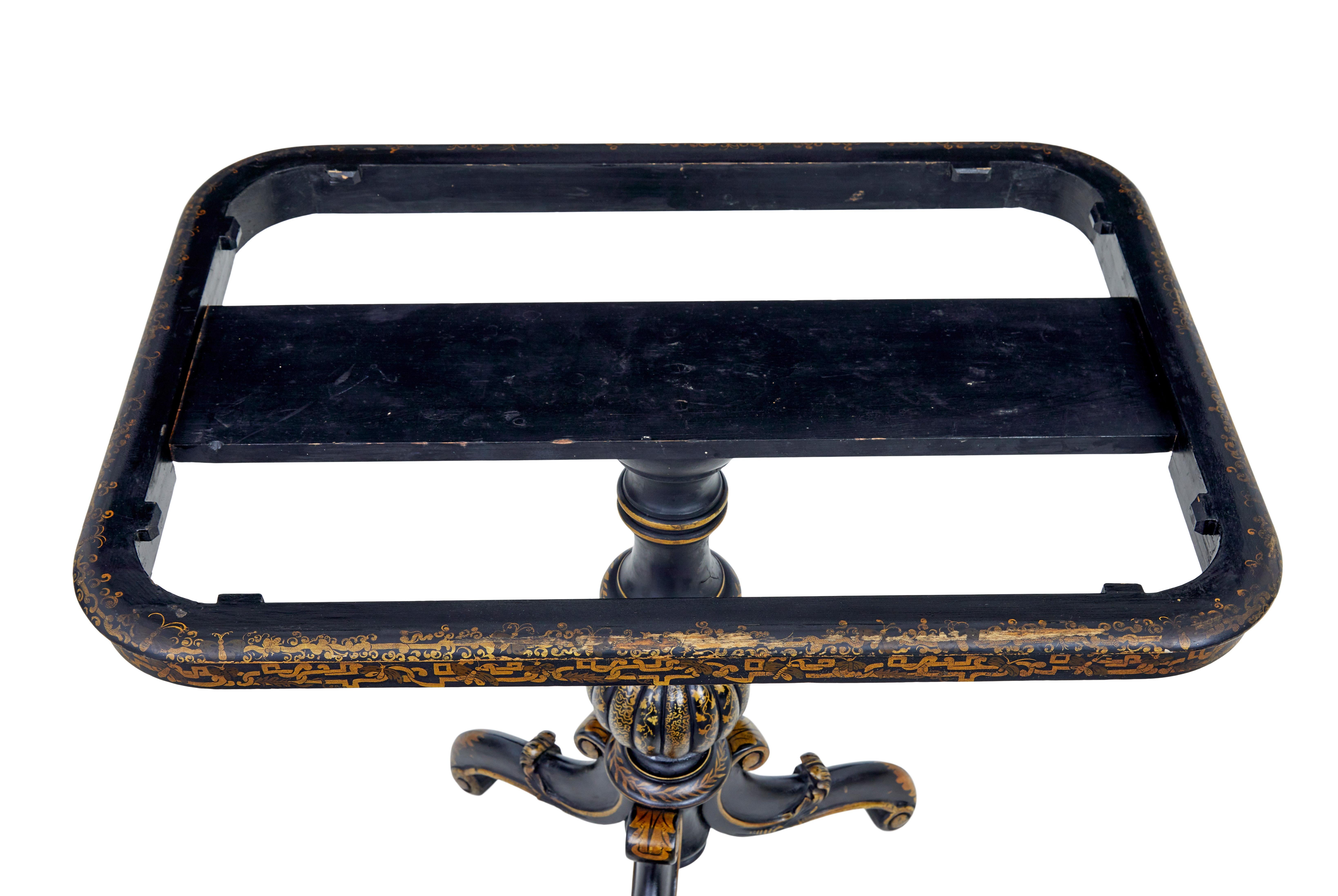 19th Century lacquered hand painted tray table In Good Condition For Sale In Debenham, Suffolk