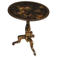 19th Century Lacquered Painted Gilt Chinoiserie Wood English Side Table, 1870