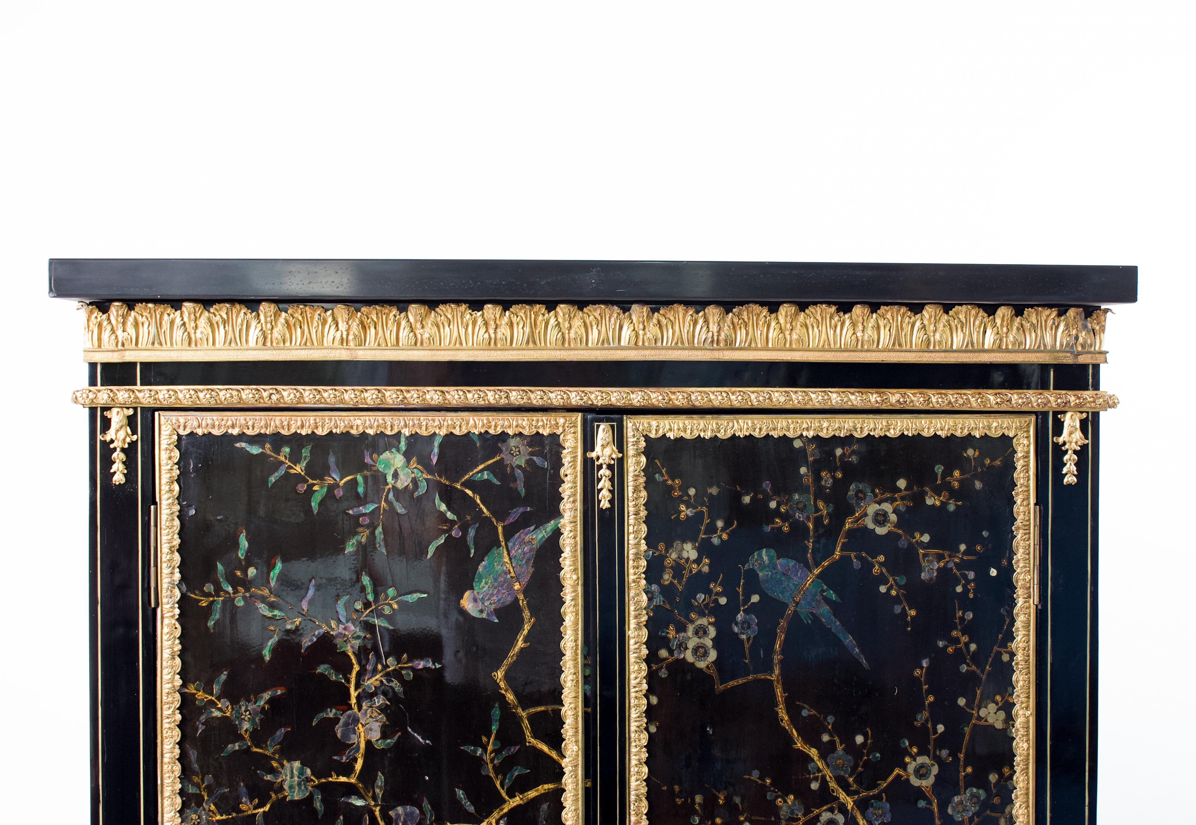 Napoleon III 19th Century Lacquered Small Cabinet  For Sale