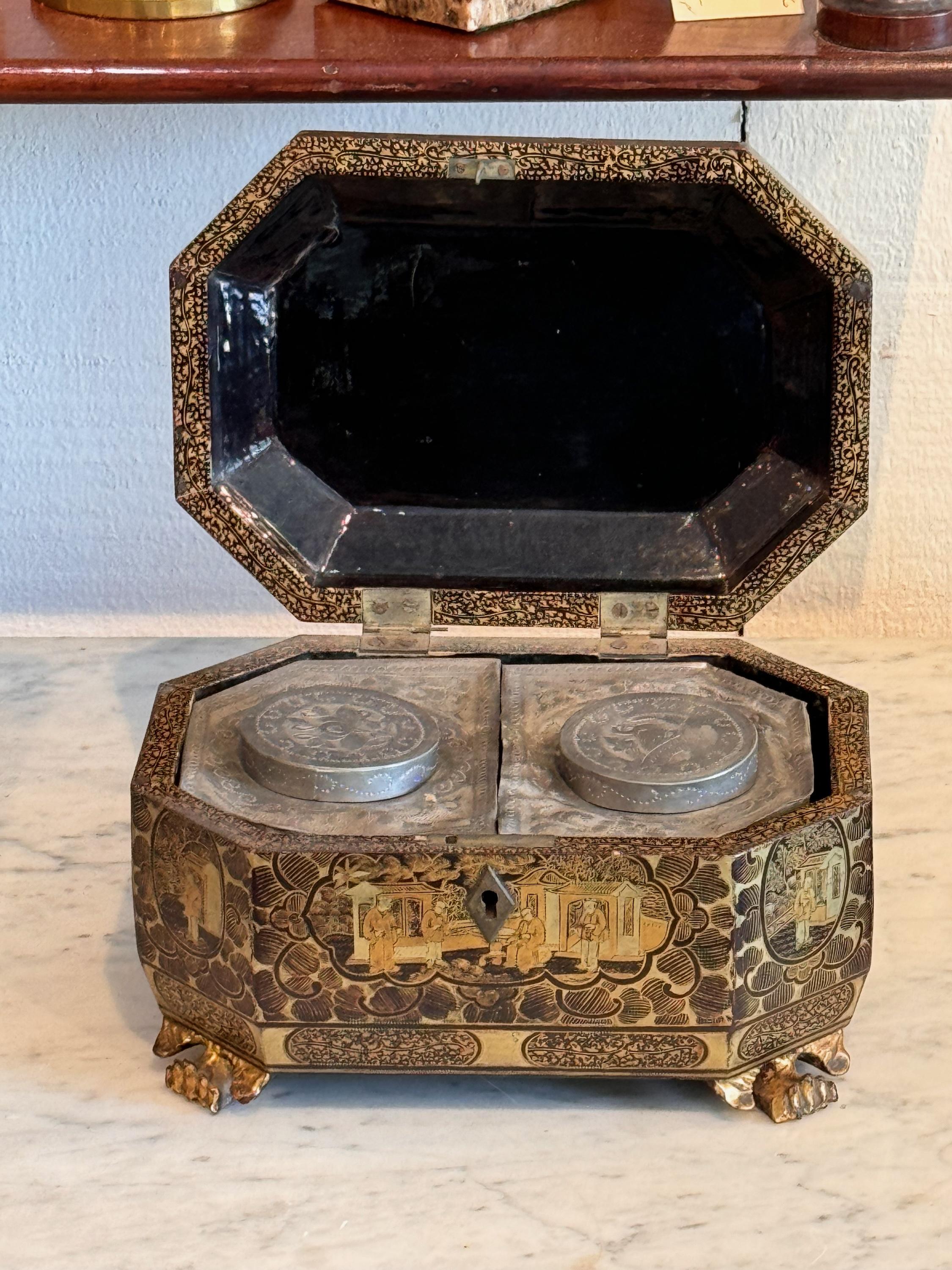 19th Century Lacquered Tea Caddy 1