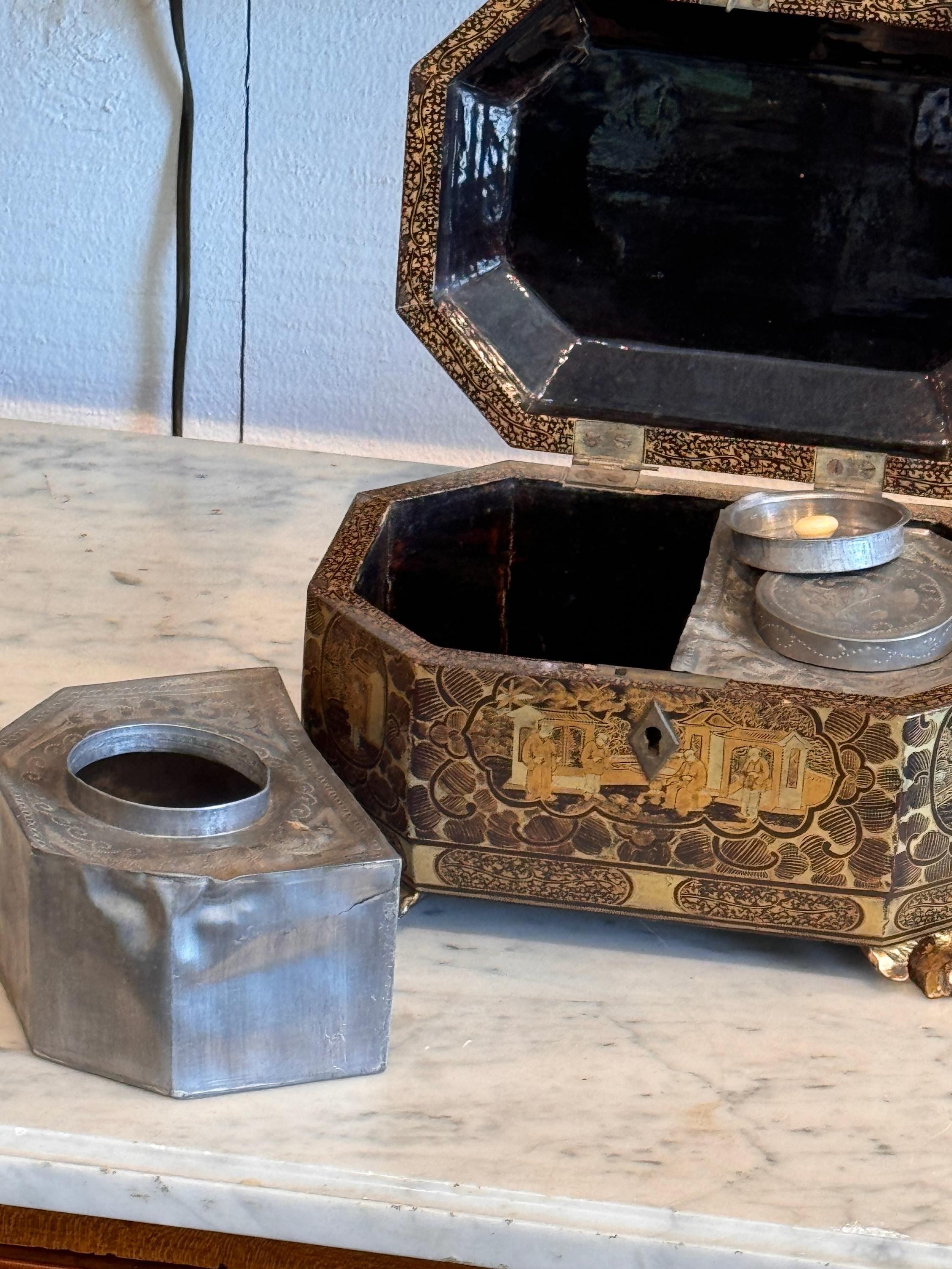 19th Century Lacquered Tea Caddy 3