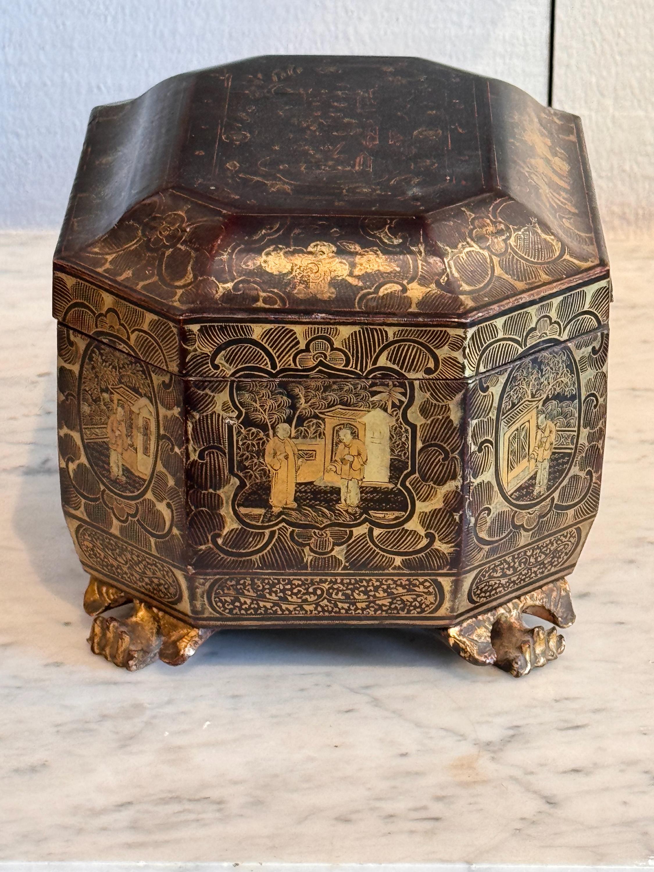 19th Century Lacquered Tea Caddy 4