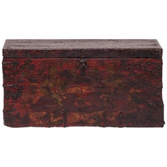 19th Century Lacquered Tibetan Trunk