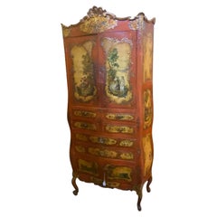 19th Century Lacquered Venetian Bouquesse Cabinet
