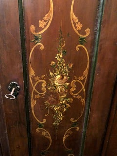 19th Century Lacquered Wardrobe with Floral Motifs