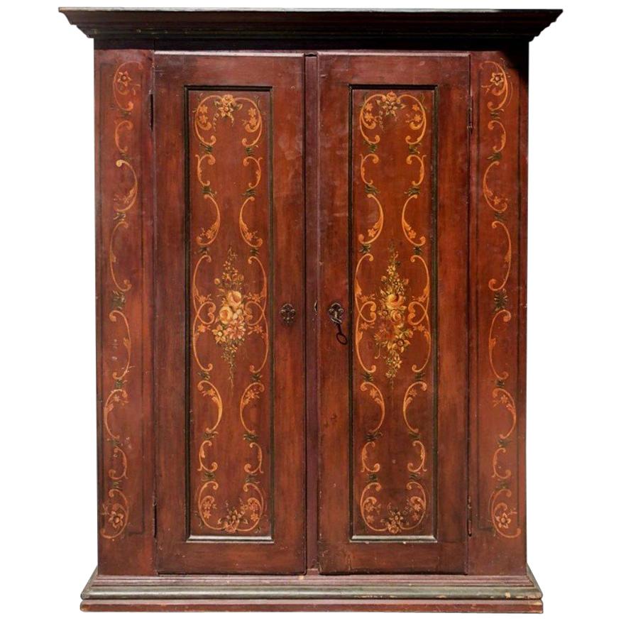 19th Century Lacquered Wardrobe with Floral Motifs For Sale