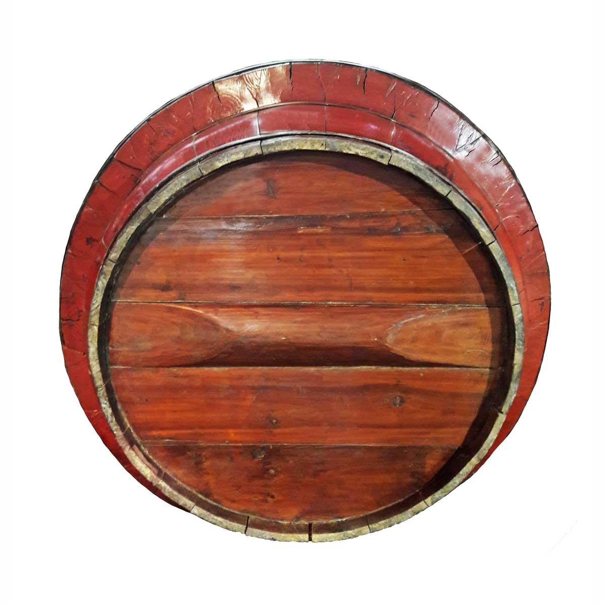 red wooden bowl