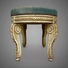 19th Century Lacquered Wooden Stool in Louis XV Transition Style