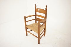 19th Century, Ladder Back Rush Seat Arm Seat Arm Chair, Scotland 1910, H091