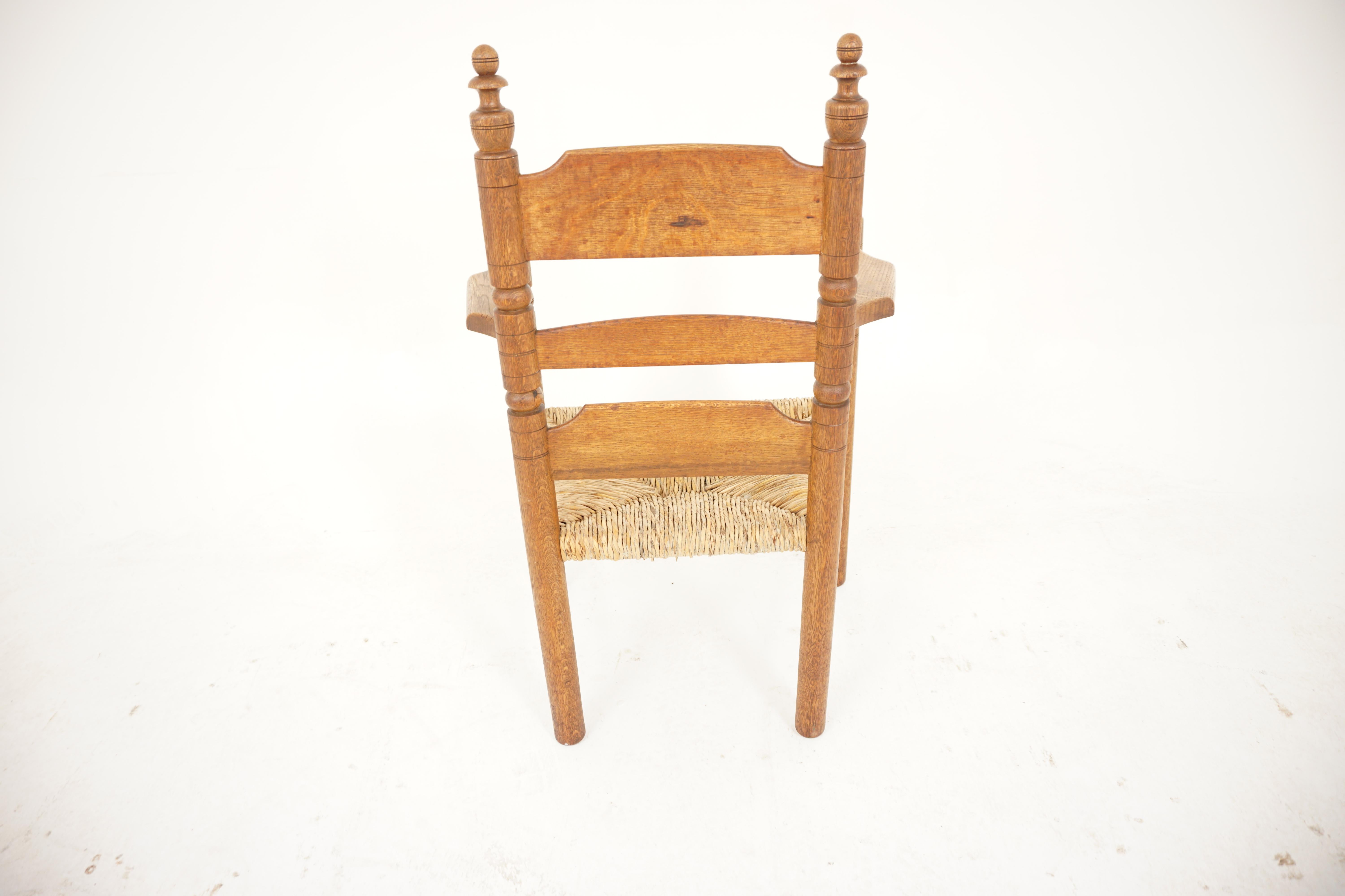 19th Century, Ladder Back Rush Seat Arm Seat Arm Chair, Scotland 1910, H091 For Sale 1
