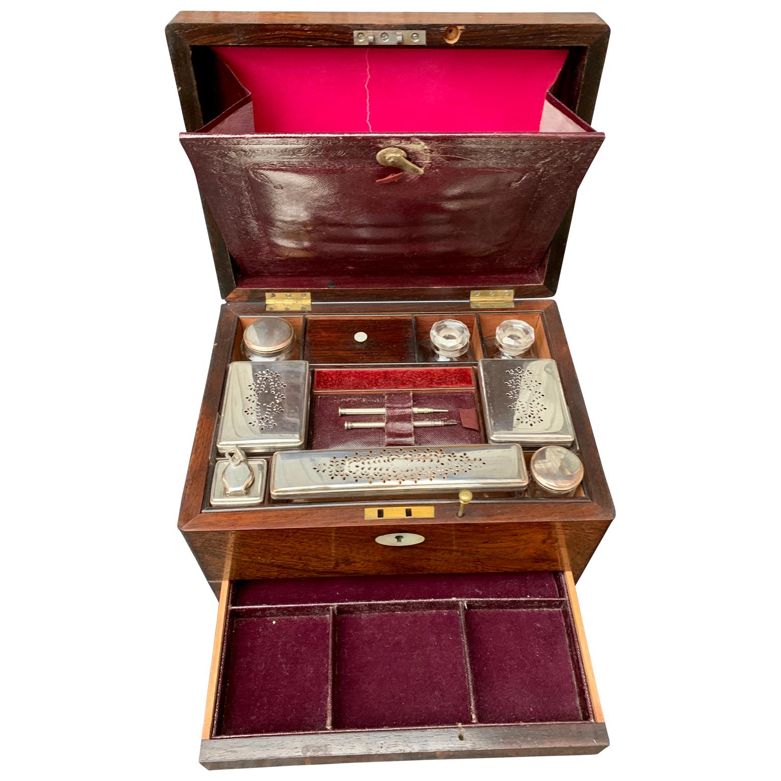 Biedermeier 19th Century Ladies Wooden Vanity Box