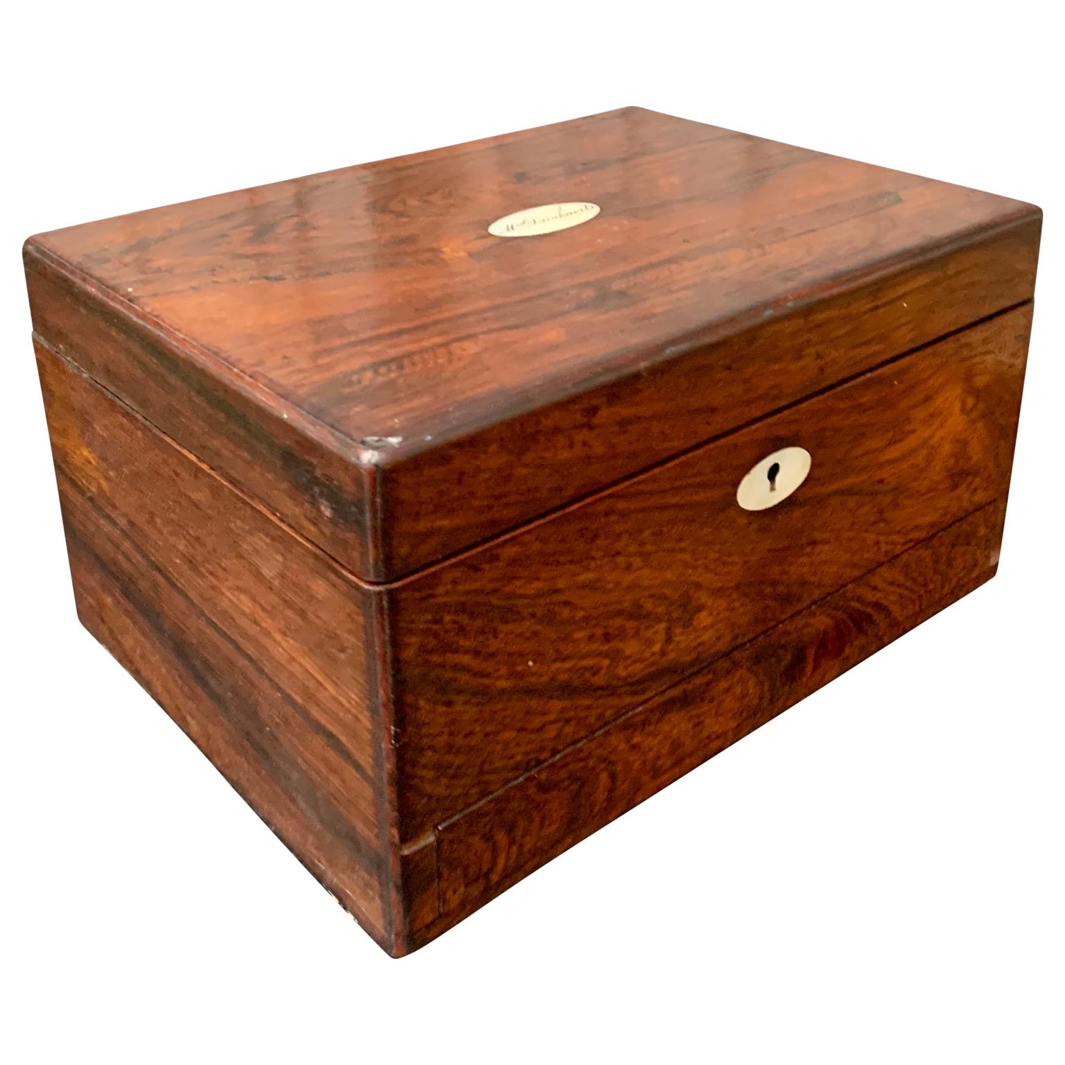 19th Century Ladies Wooden Vanity Box In Good Condition In Haddonfield, NJ