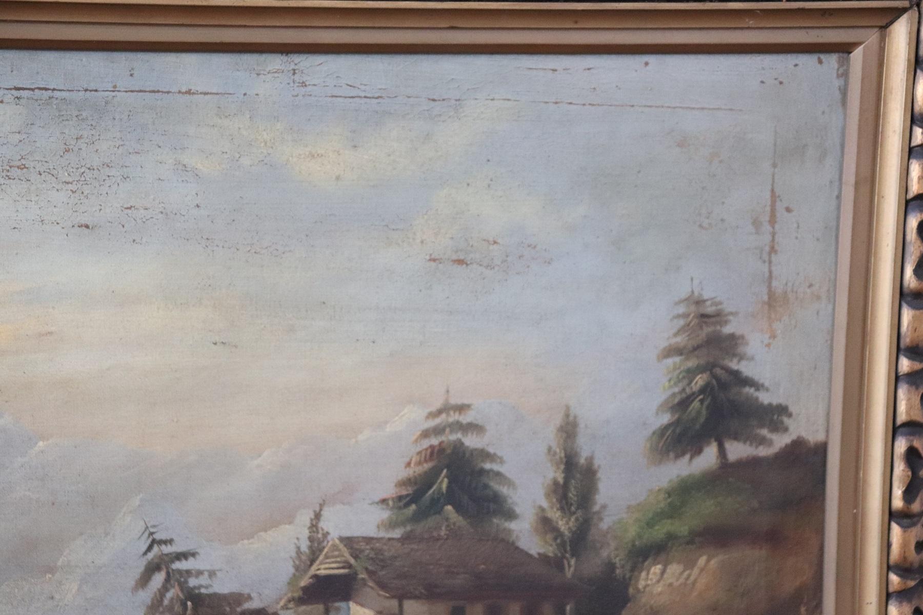 Lake Landscape with Golden Frame In Fair Condition For Sale In Casale Monferrato, IT