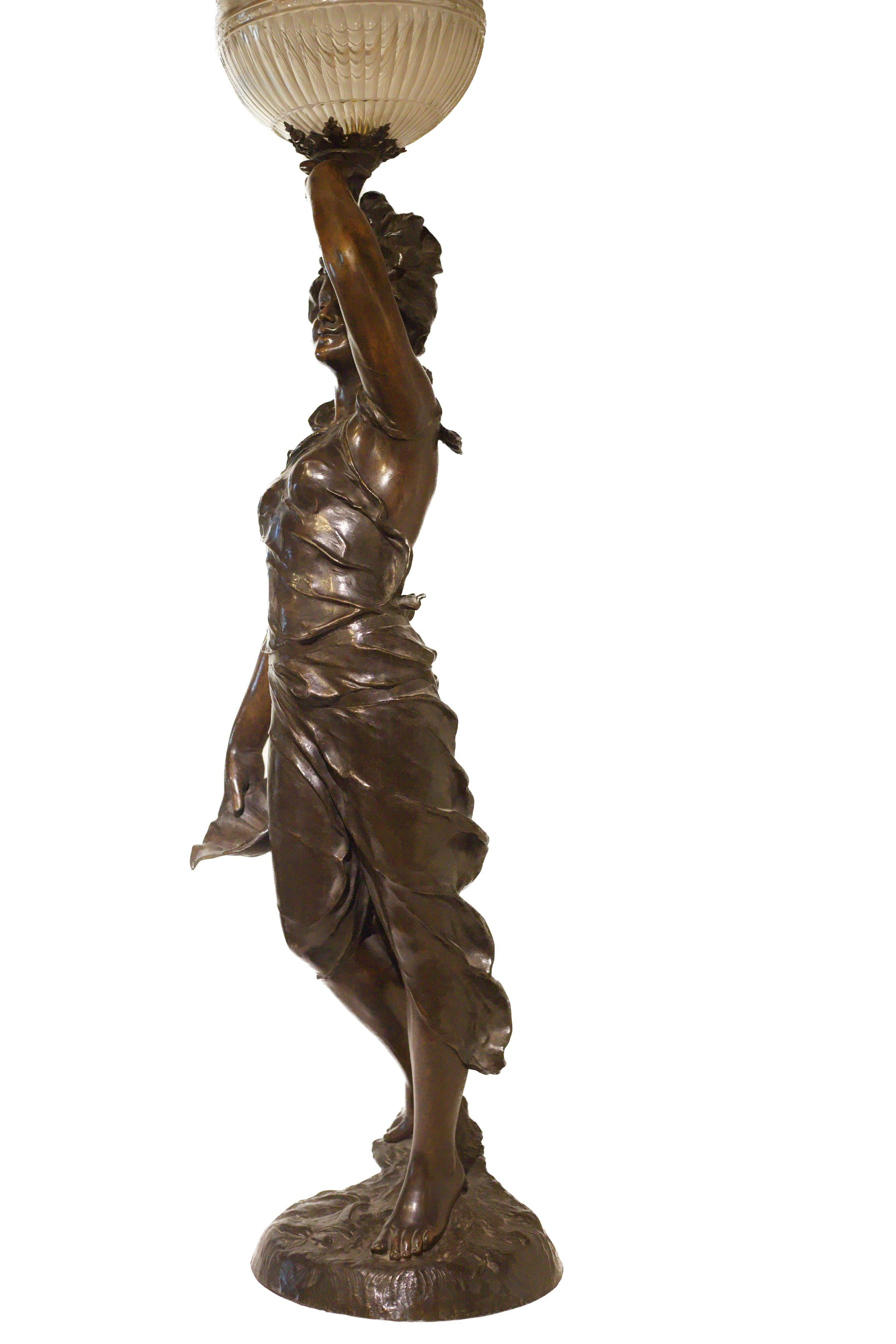 Lampada scultura del XIX secolo in bronzo di Victor Heinrich Seifert in vendita 9