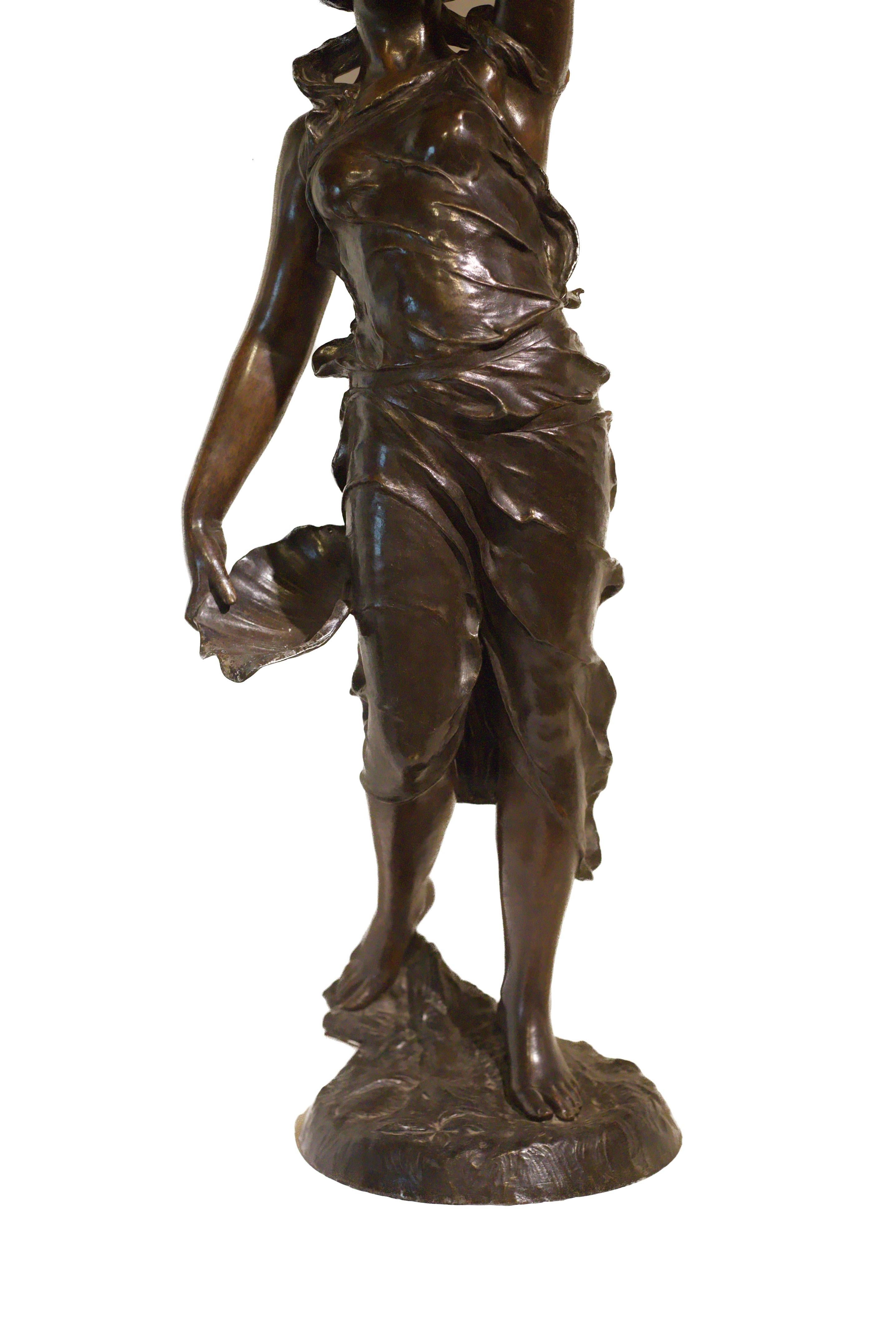 Bronzo Lampada scultura del XIX secolo in bronzo di Victor Heinrich Seifert in vendita