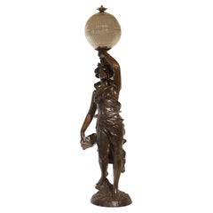 Lampada scultura del XIX secolo in bronzo di Victor Heinrich Seifert