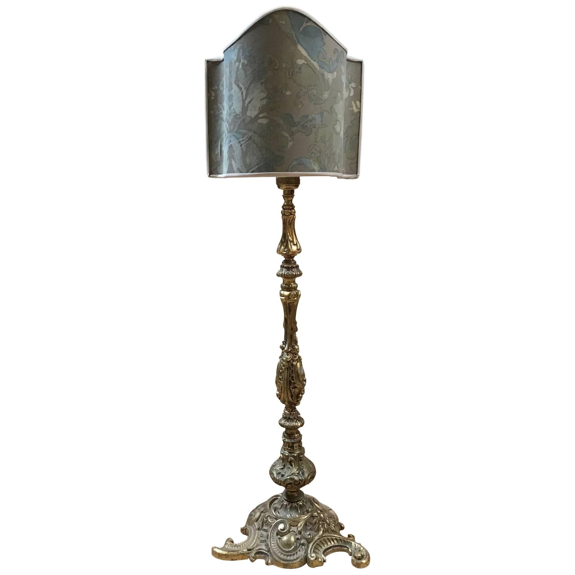 Lampe du 19ème siècle avec abat-jour Fortuny