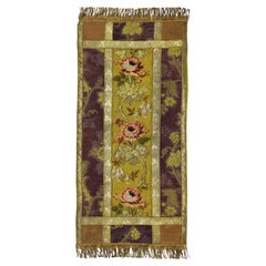 Lampas-Wandteppich, Tischläufer, gewebt, Gold, Lyon, Seide, Patchwork, Frankreich, 19. Jahrhundert