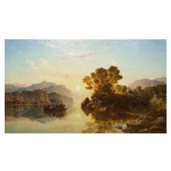 19th Century Landscape Painting "A Scottish Loch at Sunrise" by John Mogford