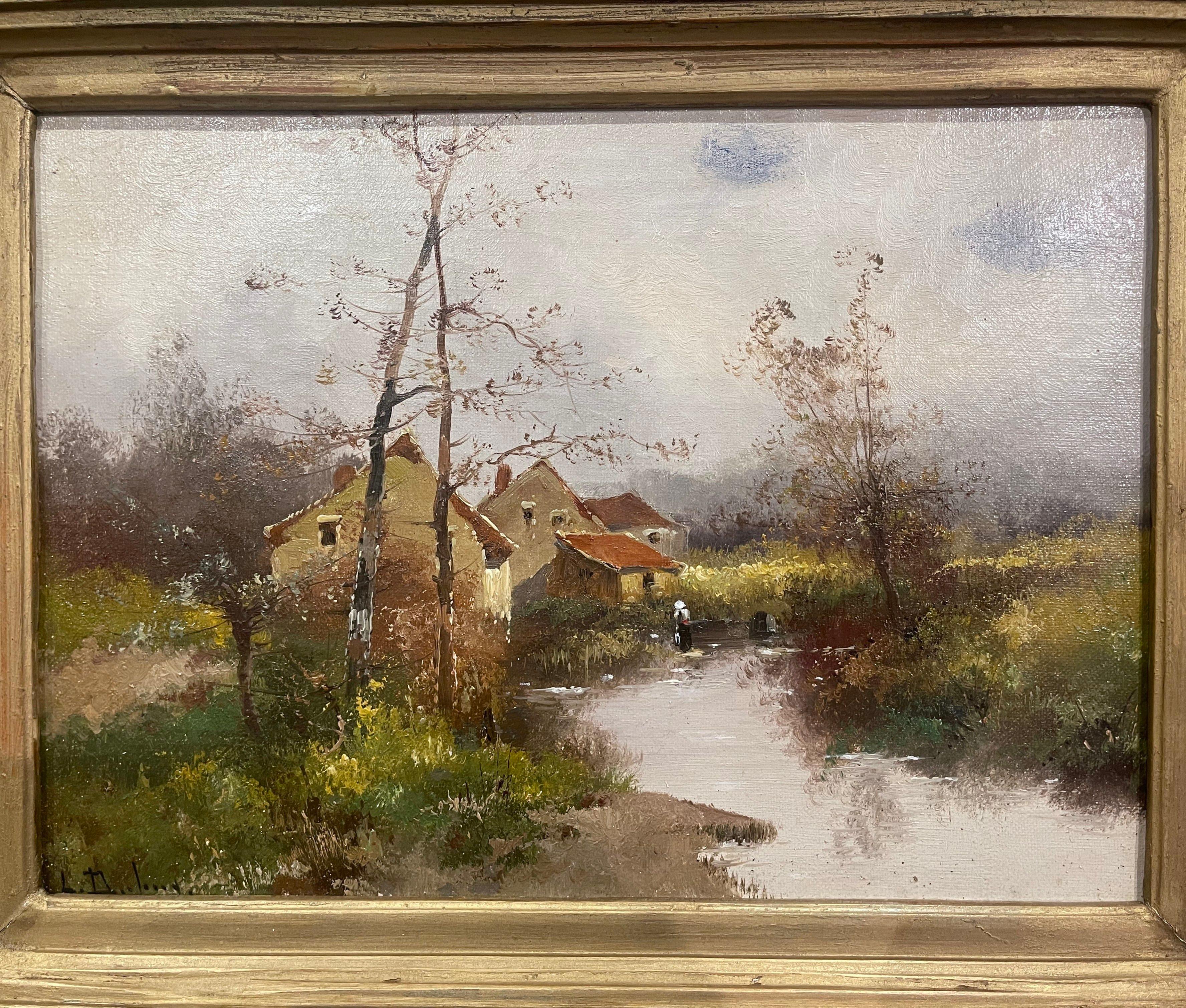 Landschaftsgemälde des 19. Jahrhunderts, signiert Dupuy für E. Galien-Laloue, Zweier-Set (Leinwand) im Angebot