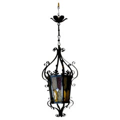 19th Century Lantern, Stained Glass Arts & Crafts Lamp Shade