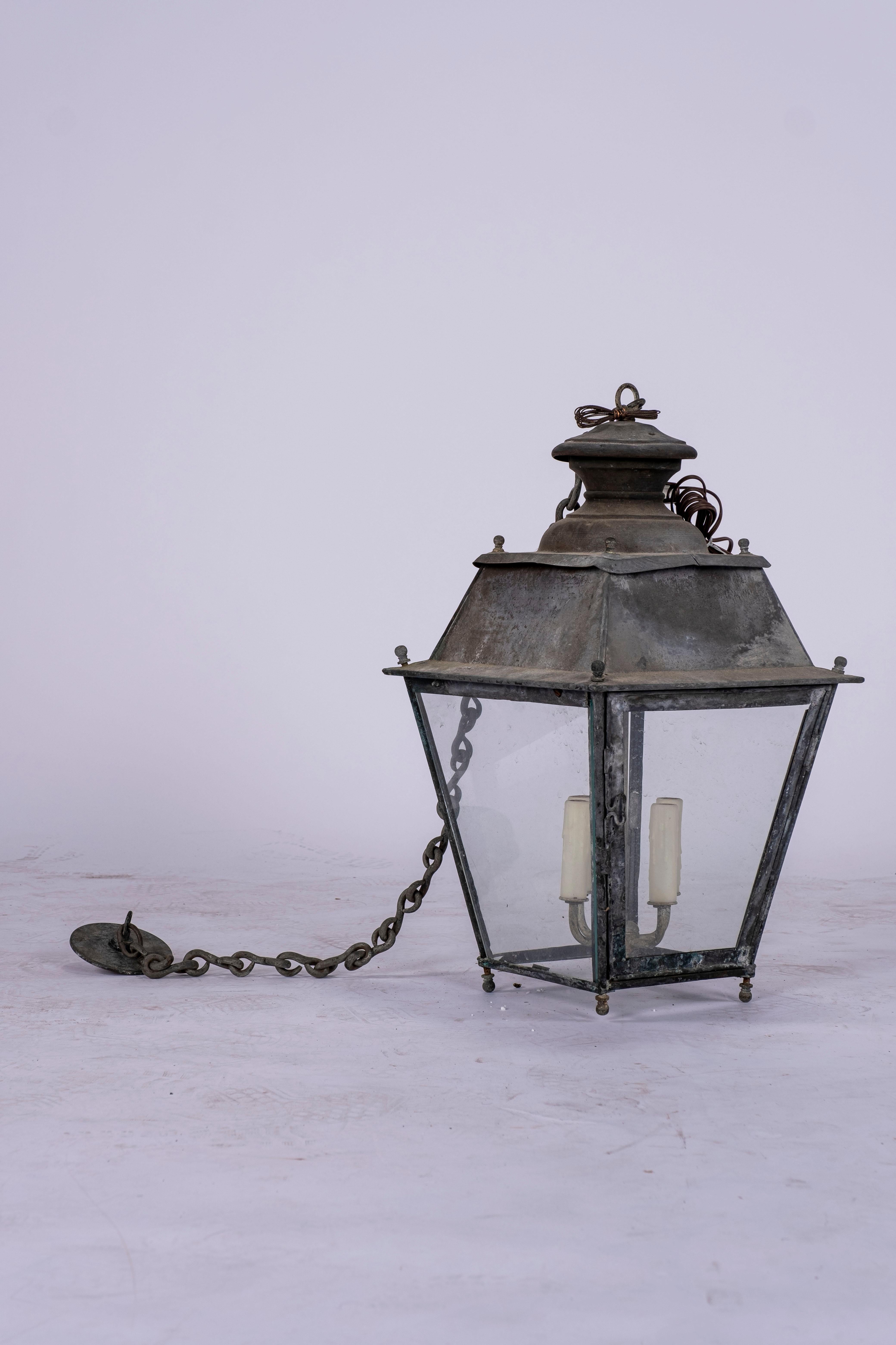 Zinc 19th Century Lantern 'Wired/Ready to Hang'