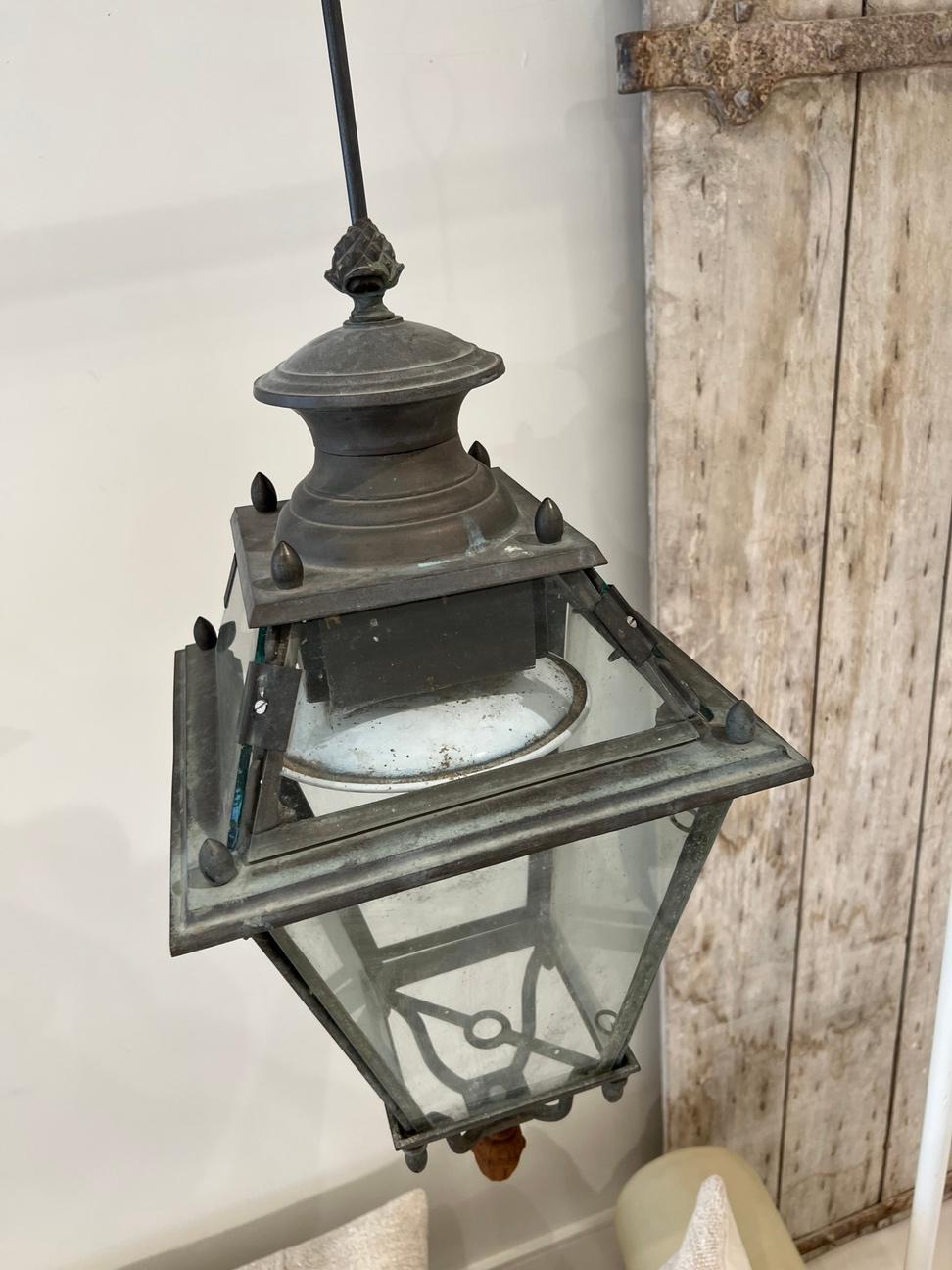 Italian 19th Century Lantern with Glass from Genoa by Tagliafico