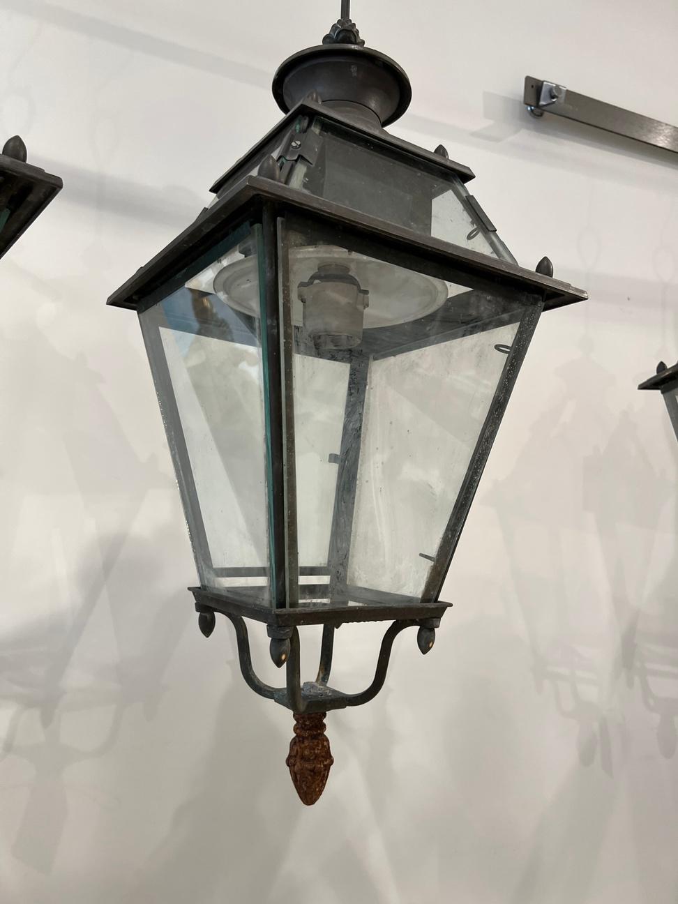19th Century Lantern with Glass from Genoa by Tagliafico In Fair Condition In New Orleans, LA