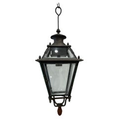 Antique 19th Century Lantern with Glass from Genoa by Tagliafico