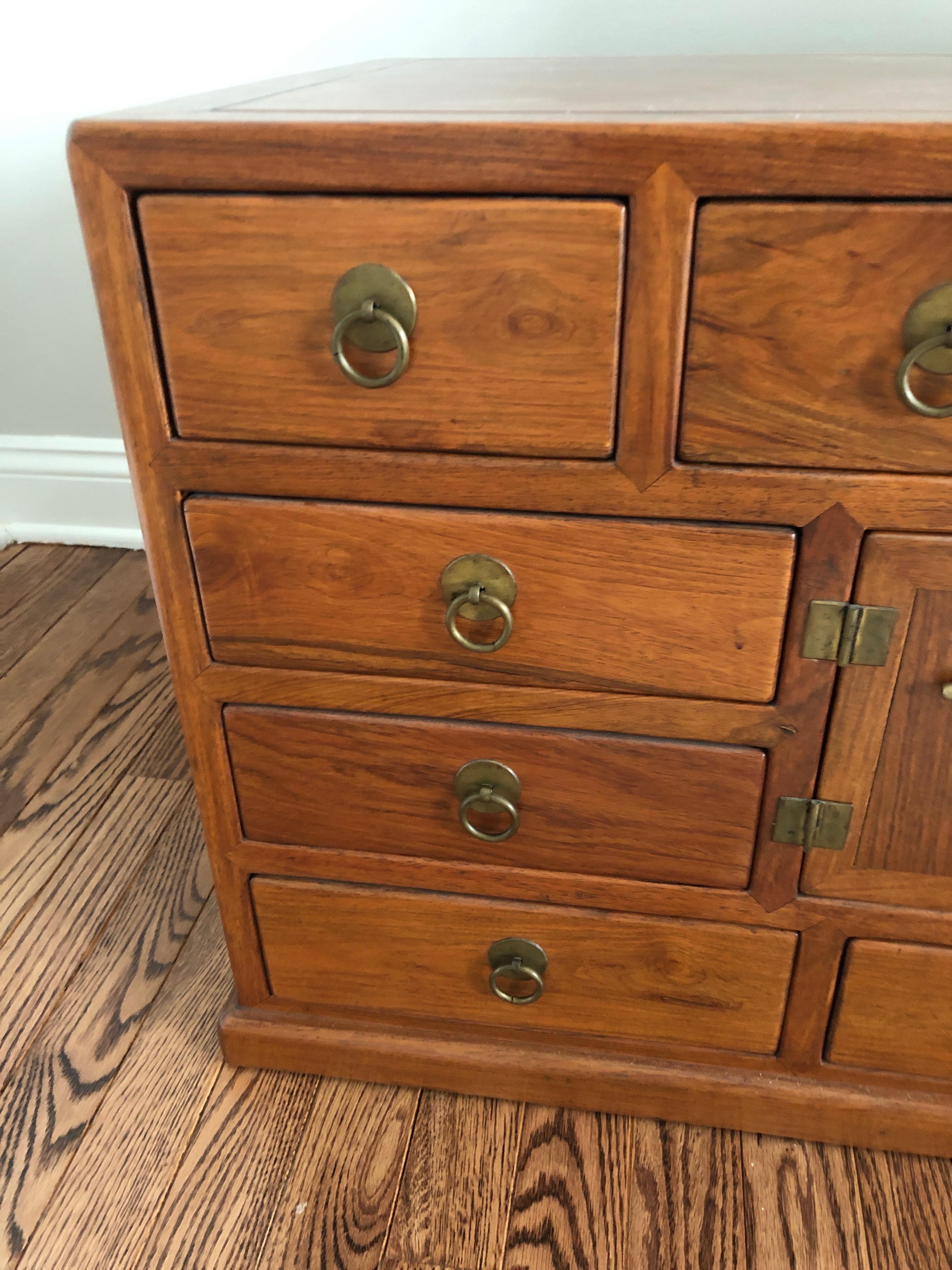 Hardwood 19th Century Laohuali Qing Dynasty Chinese Traveling Medicine Chest