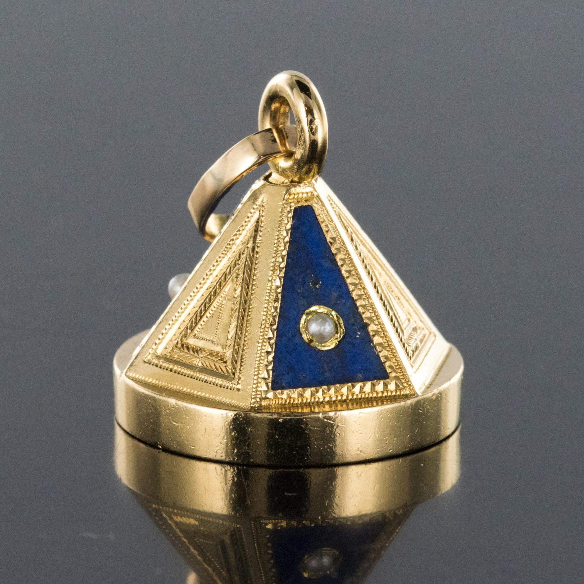 19th Century Lapis Lazuli Natural Pearls Pendant Necklace 4