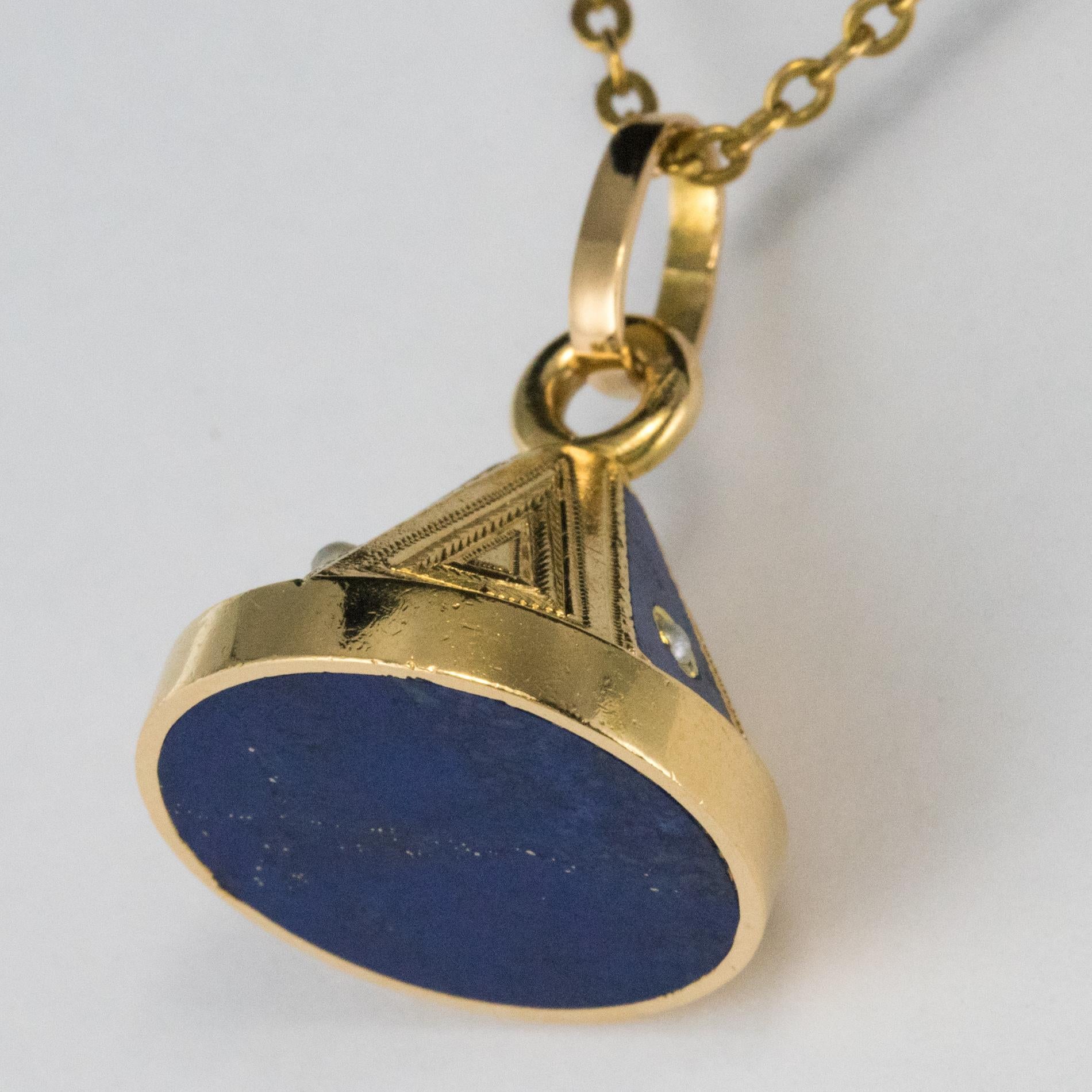 19th Century Lapis Lazuli Natural Pearls Pendant Necklace 6