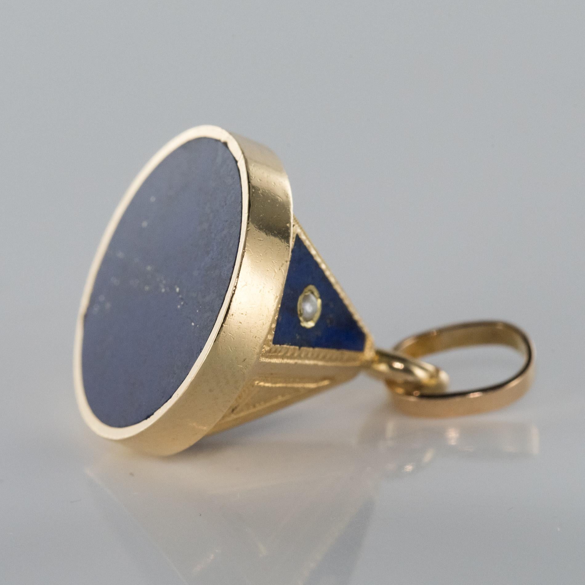 19th Century Lapis Lazuli Natural Pearls Pendant Necklace 2